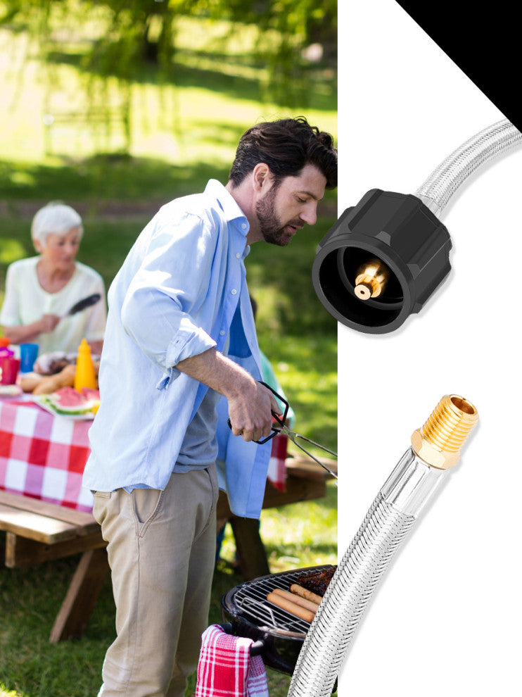 2 Pieces 12 inch 1/4-inch NPT Stainless Braided Pigtail RV Propane Hose