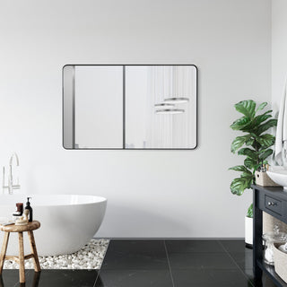 Nettuno Rectangle Bathroom/Vanity Aluminum Framed Wall Mirror, Matt Black, 48"