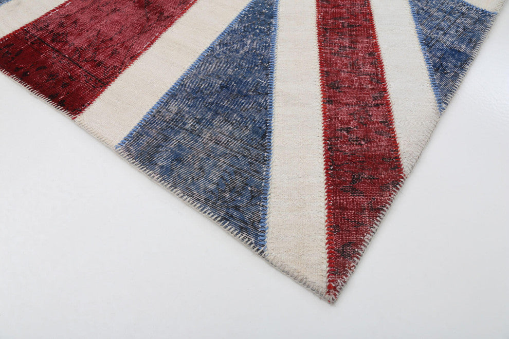 Rug N Carpet - Handwoven Turkish 6' 9'' x 10' 0'' Flag Patchwork Rug