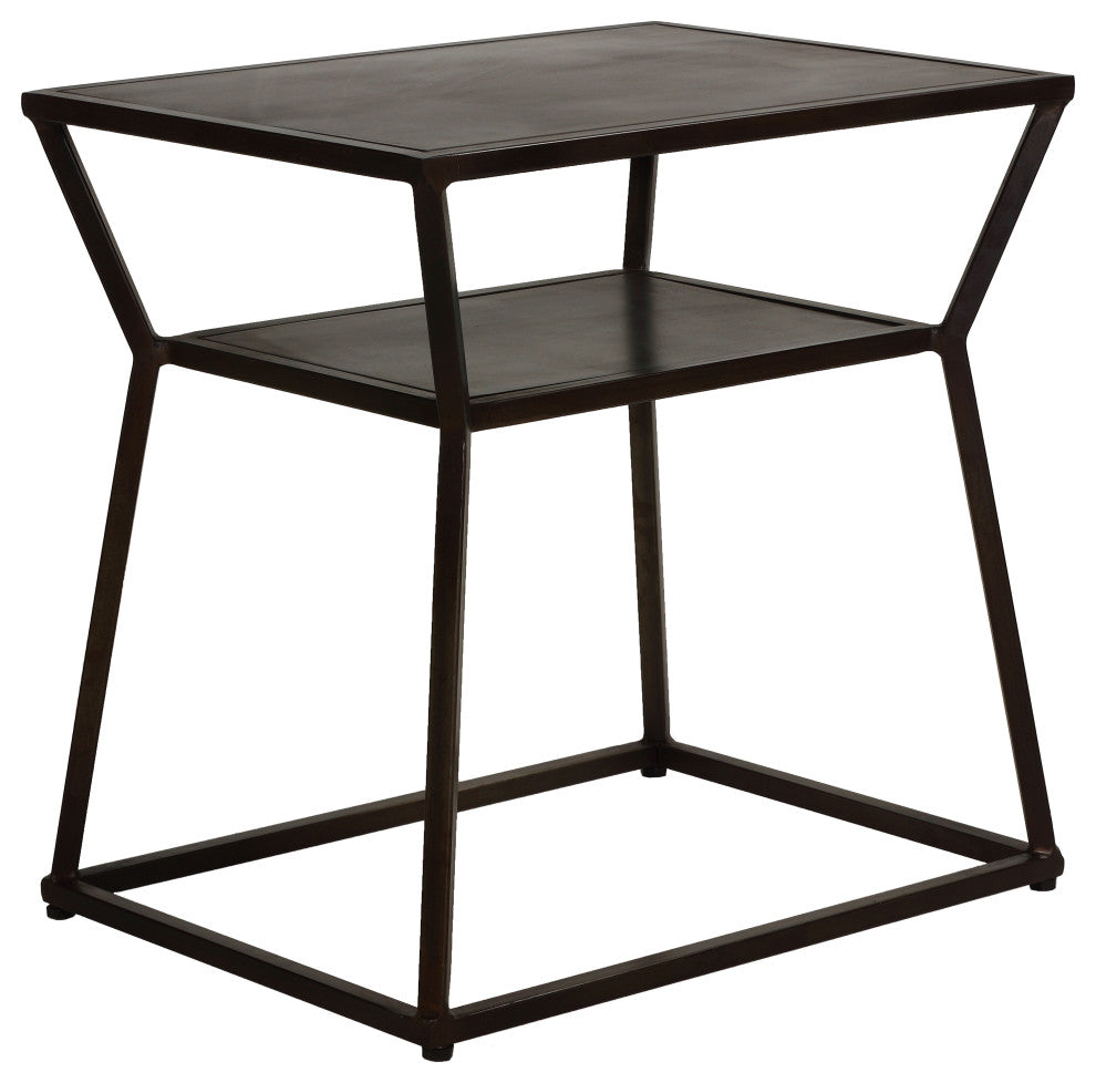 Bare Decor Duplex Accent Table Metal, Distressed Brown, 14x19x19