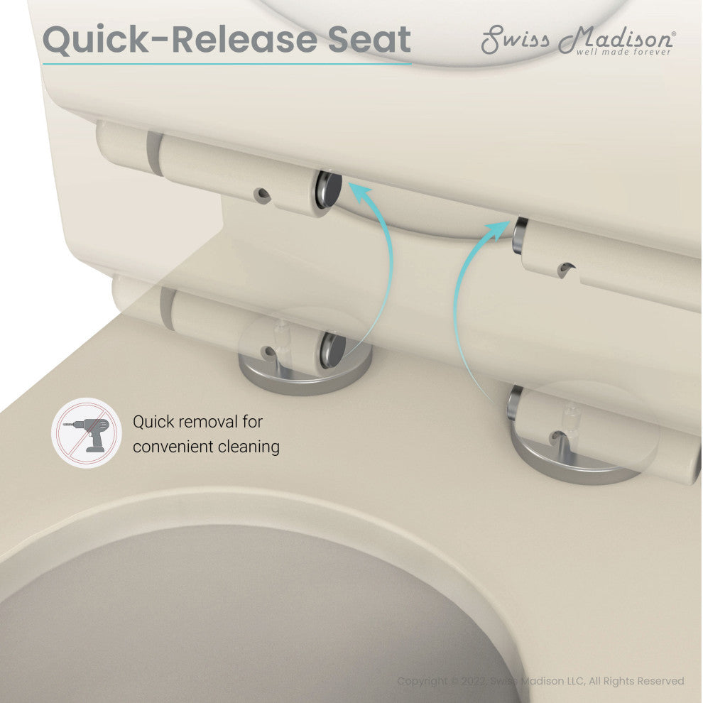St. Tropez Elongated Toilet, Dual Vortex Flush, Bisque