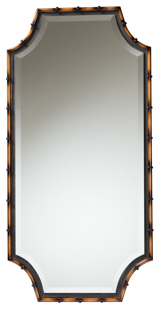 Lieven Rustic Two-Tone Light Brown and Black Finished Metal Accent Wall Mirror