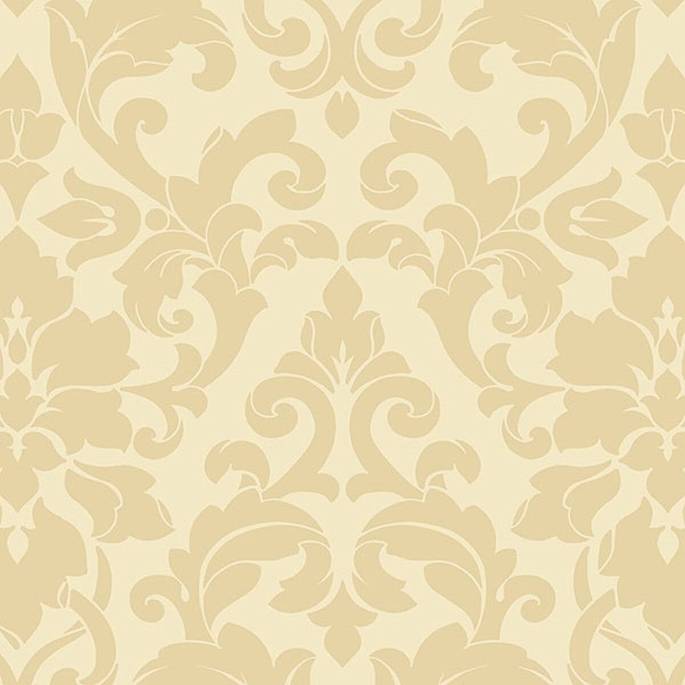 Stripes And Damasks, Classic Damask Stripes Beige, Cream Wallpaper Roll