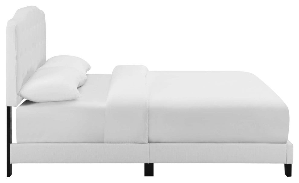 White Amelia Queen Upholstered Fabric Bed