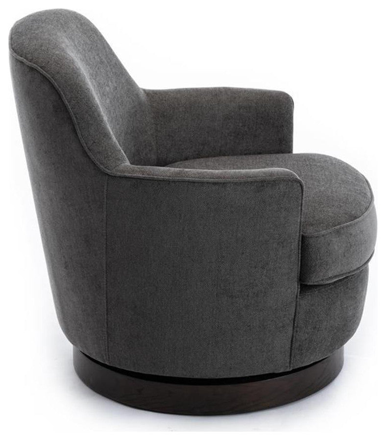 Bowery Hill Transitional Charcoal Wood Base Swivel Chair in Gray