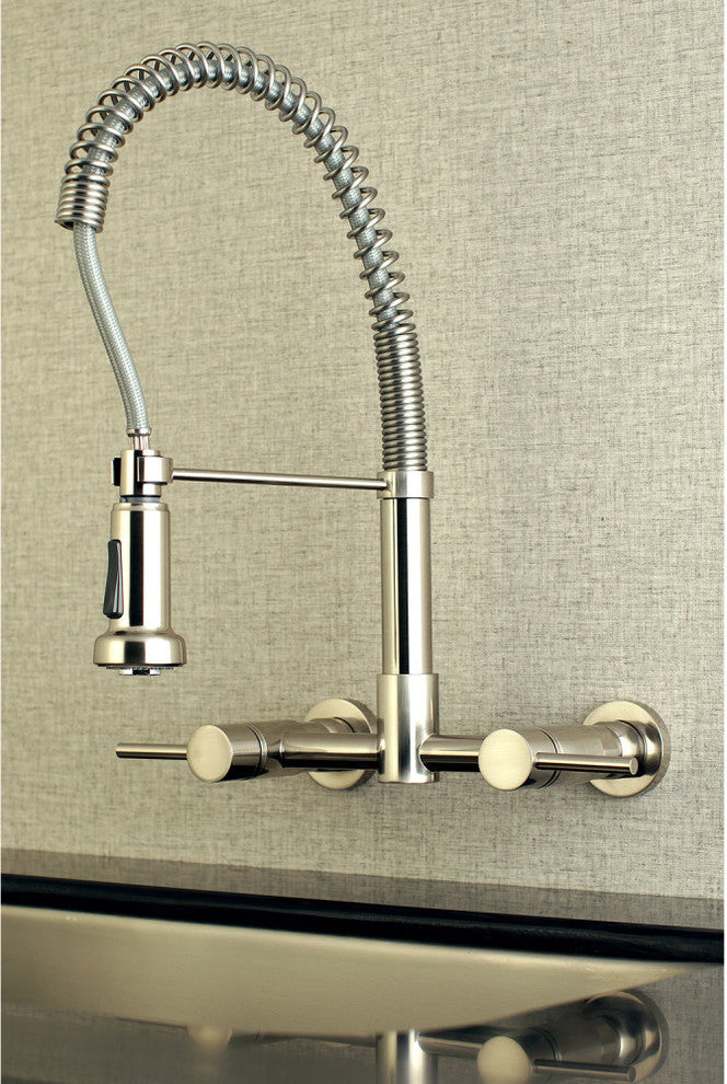 Gourmetier Concord 2-Handle Wall Mount Pull-Down Kitchen Faucet, Brushed Nickel