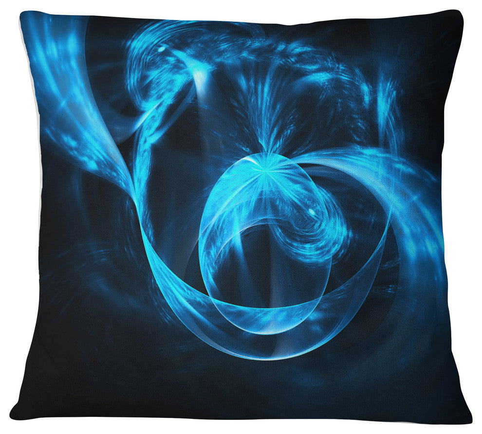 Fractal 3D Circled Blue Waves Contemporary Throw Pillow, 16"x16"