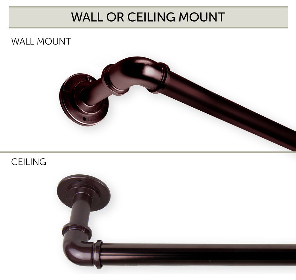 1" Pipe Blackout Curtain Rod, Bronze, 120"-170"
