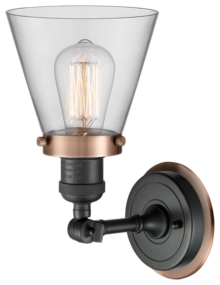 INNOVATIONS LIGHTING 203BK-BPAC-HRAC-G62 Small Cone 1 Light Mixed Metals Sconce