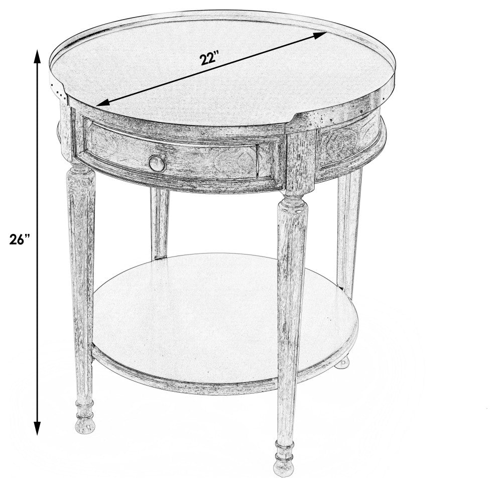 Sampson  Accent Table with Storage, Antique Beige
