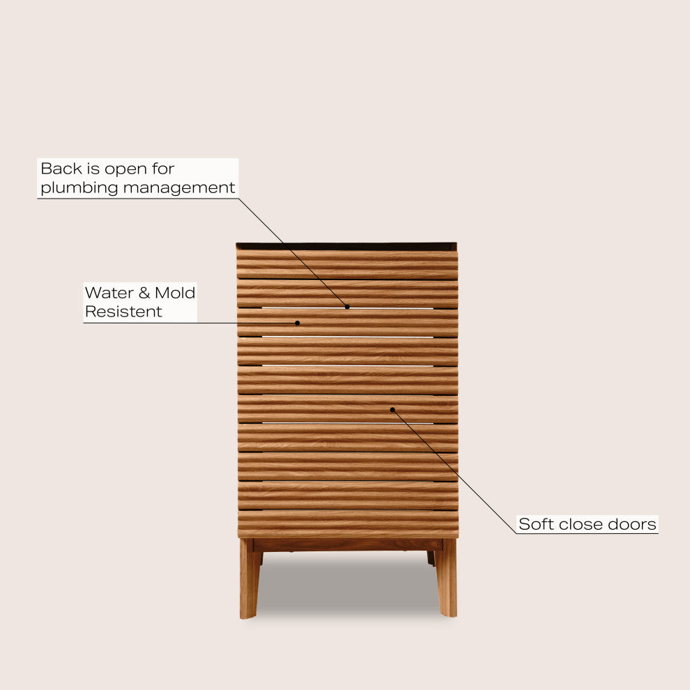 20" Slat Modern 2-Shelf Bath Vanity Cabinet Only (Sink Basin not Included)