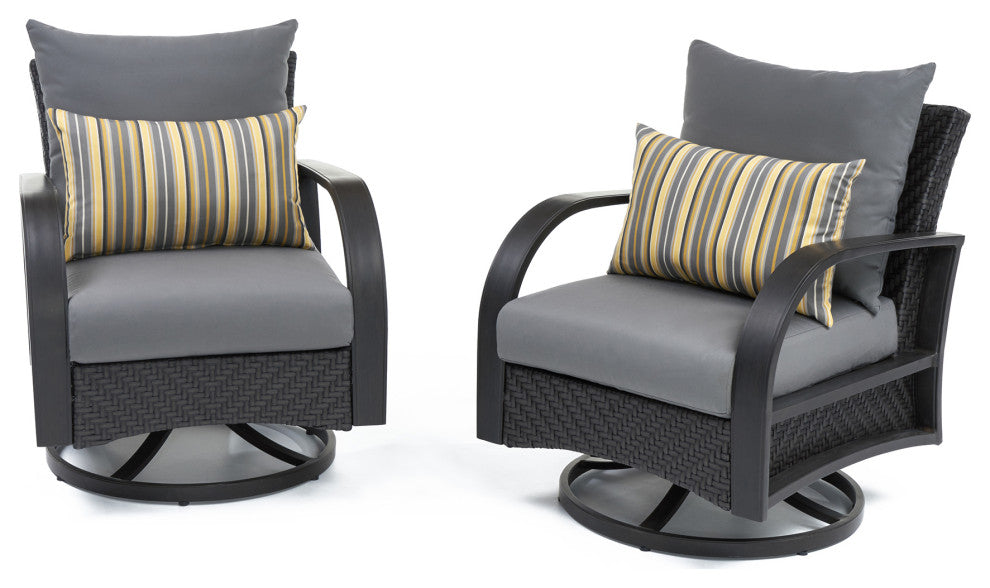 Barcelo 7 Piece Aluminum Outdoor Patio Motion Club Deep Seating Set, Charcoal