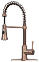 Copper Pre-Rinse Spring Kitchen Faucet with Pull Down Sprayer, Antique Copper