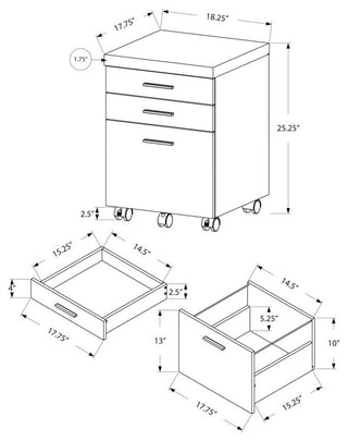 Filing Cabinet - 3 Drawer / Dark Taupe On Castors