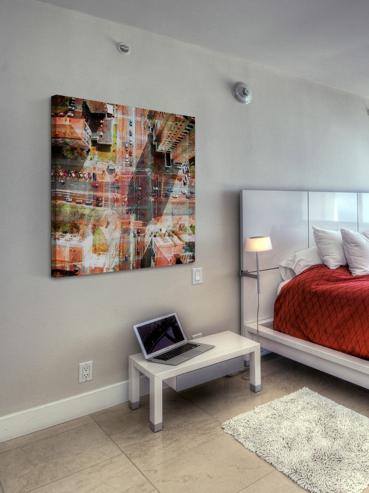 "Busy Intersection" Painting Print on Wrapped Canvas, 32"x32"