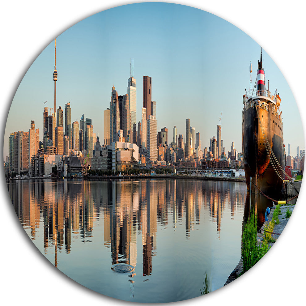 Toronto City Skyline Panorama, Cityscape Photo Disc Metal Wall Art, 23"