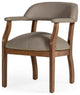 Taupe Nailhead Faux Leather Dining Arm Chair