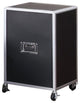 Cabinet Nightstand With Casters, Black and Silver