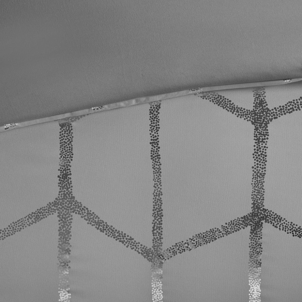 Intelligent Design Raina Metallic Printed Comforter Set, Grey/Silver