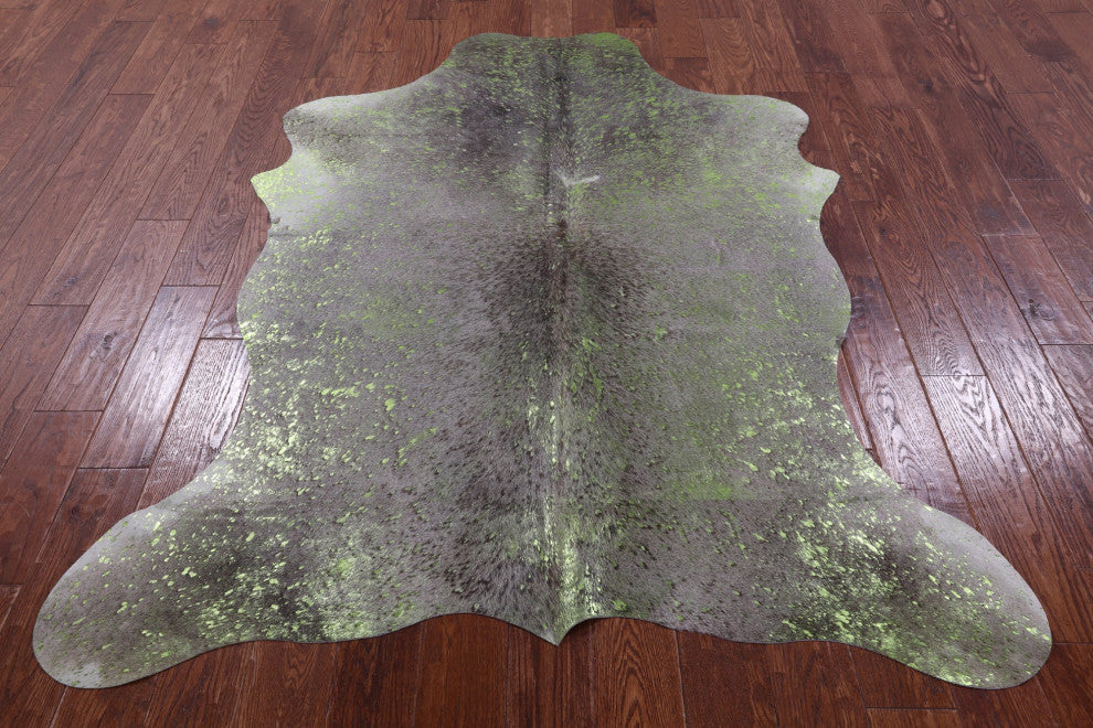 Green Metallic Cowhide Rug 6' 6" X 5' 1" C2119