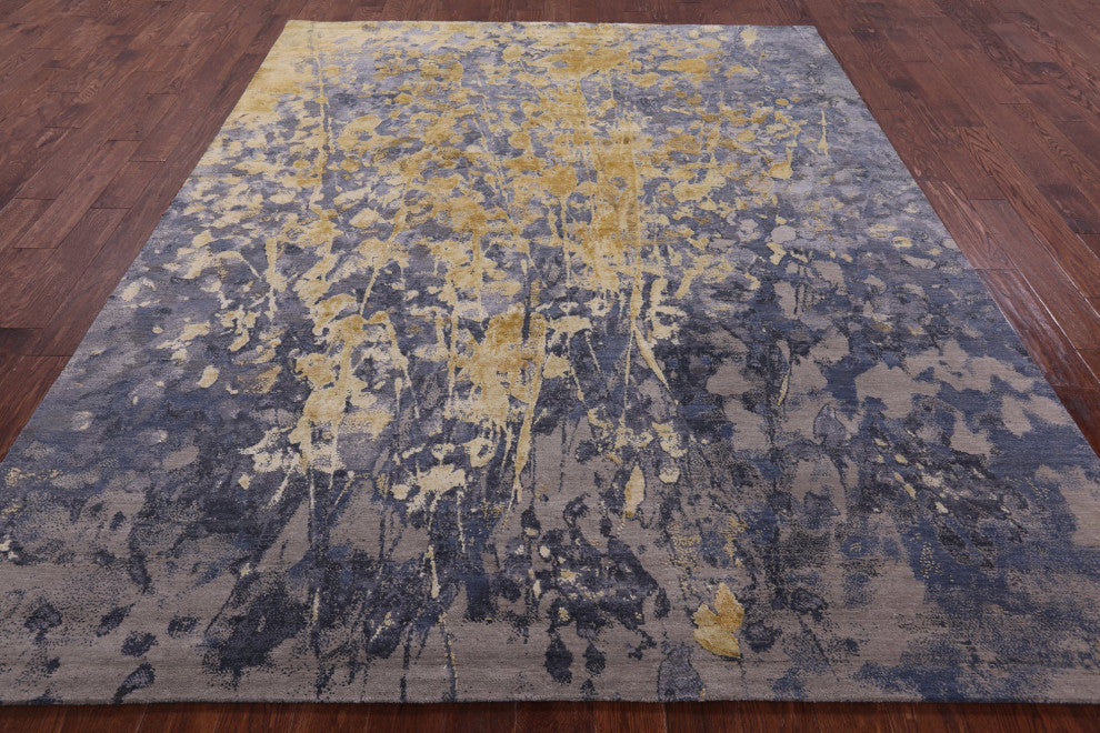 Modern Wool & Silk Hand Knotted Rug 7' 11" X 9' 10" - Q13090