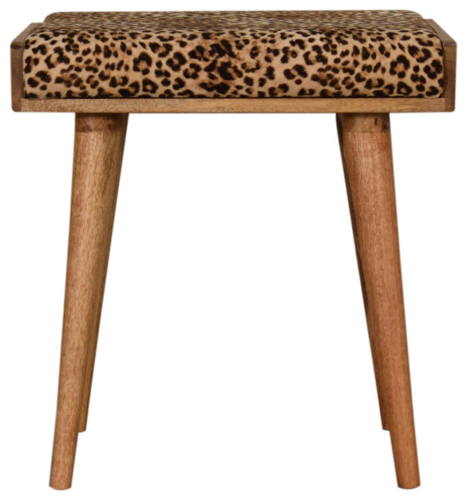 Leopard Velvet Tray Style Footstool