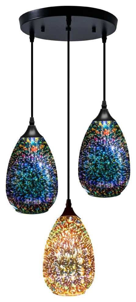 3-Light hanging kitchen Modern glass pendant light over sink lighting fixtures