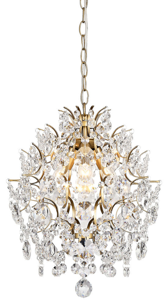 Belle Indoor 3-light Brushed Brass Crystal Chandelier