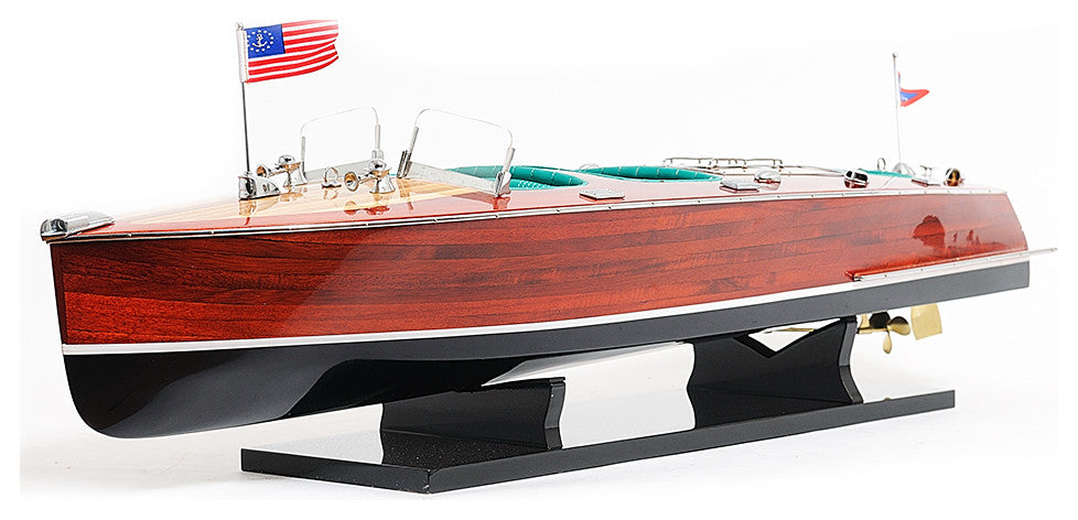 Chris Craft Triple Cockpit Painted Wooden Handcrafted boat model