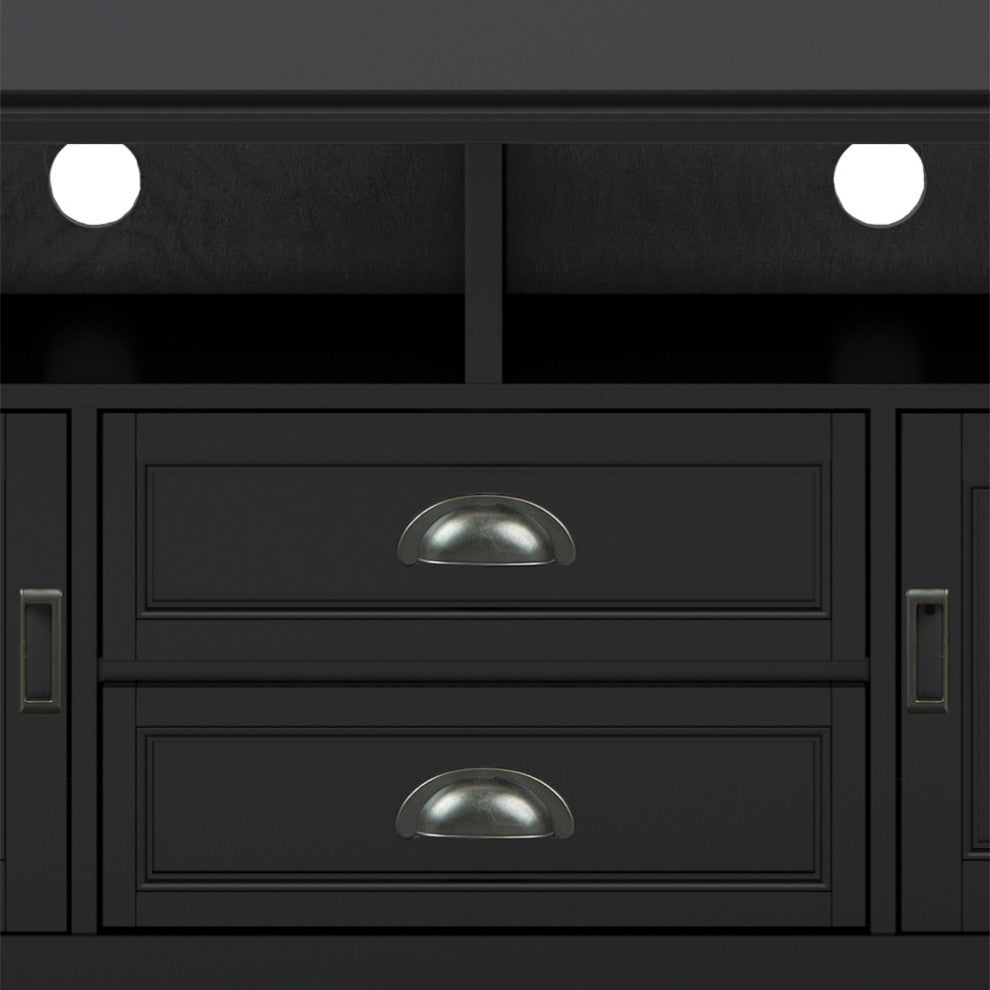 Burlington SOLID WOOD 72 inch TV Media Stand For TVs up to 80 inches, Black