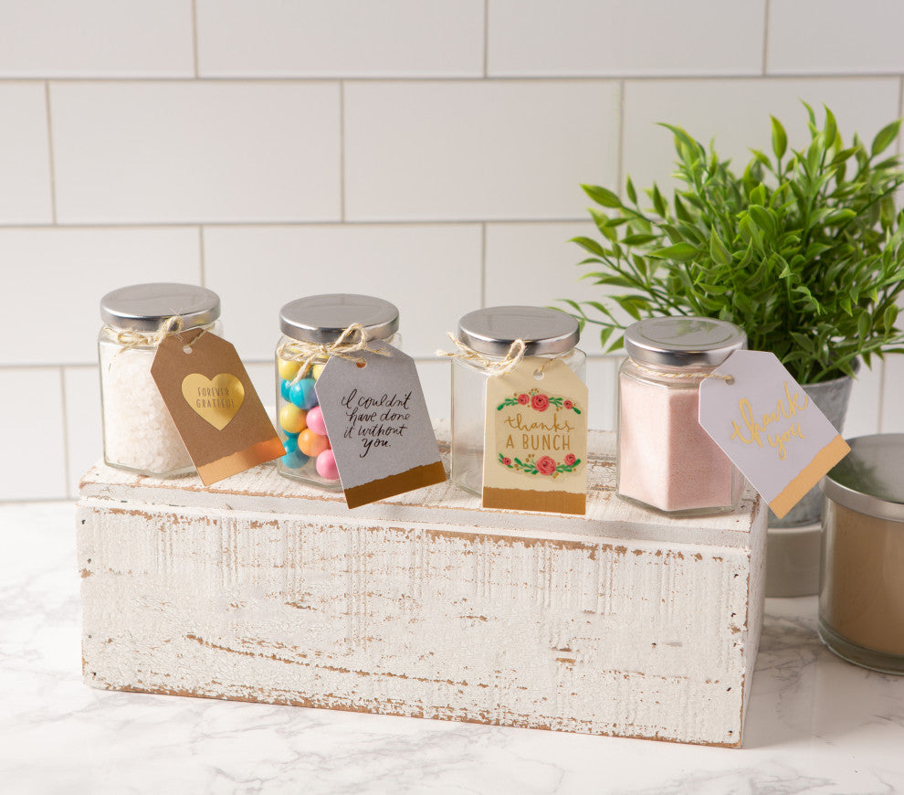Hexagon Jars With Silver Lids, Set Of 12