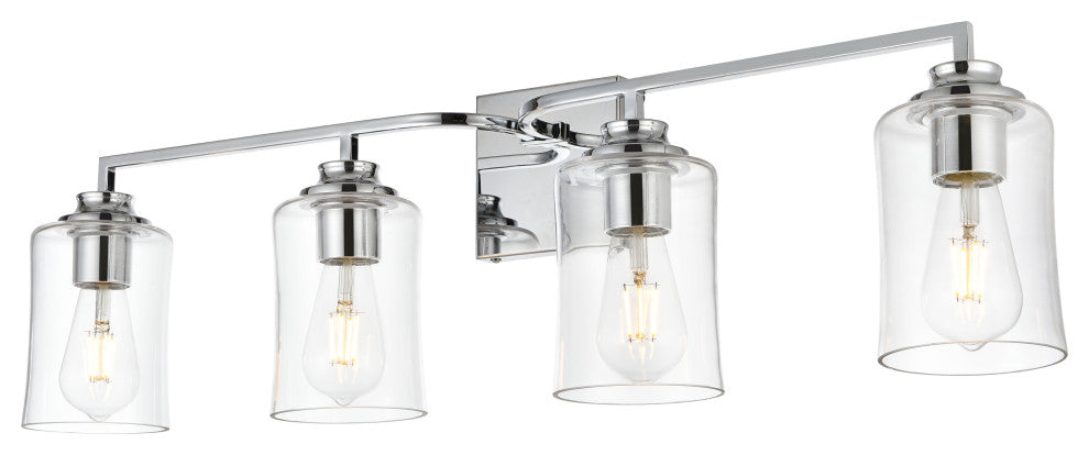 4 Light Chrome And Clear Bath Sconce