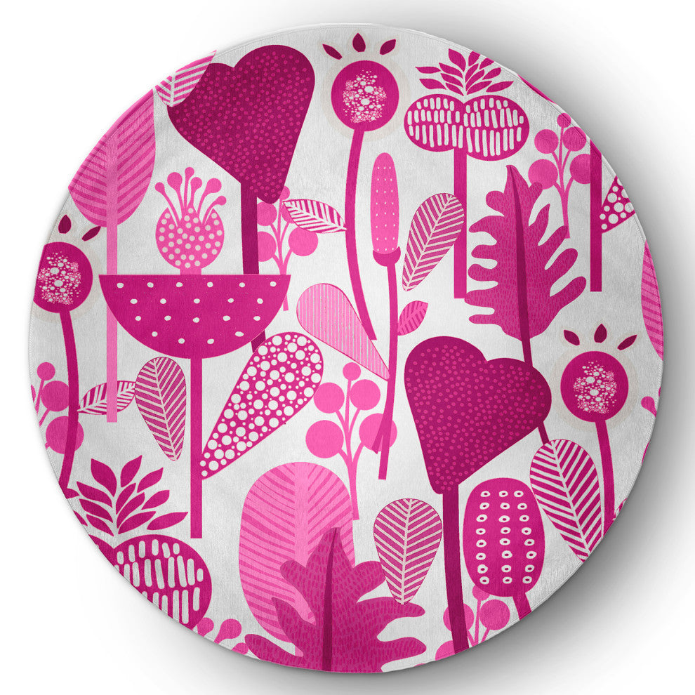 Flower Forest Spring Chenille Rug, Orchid, 5'' Round