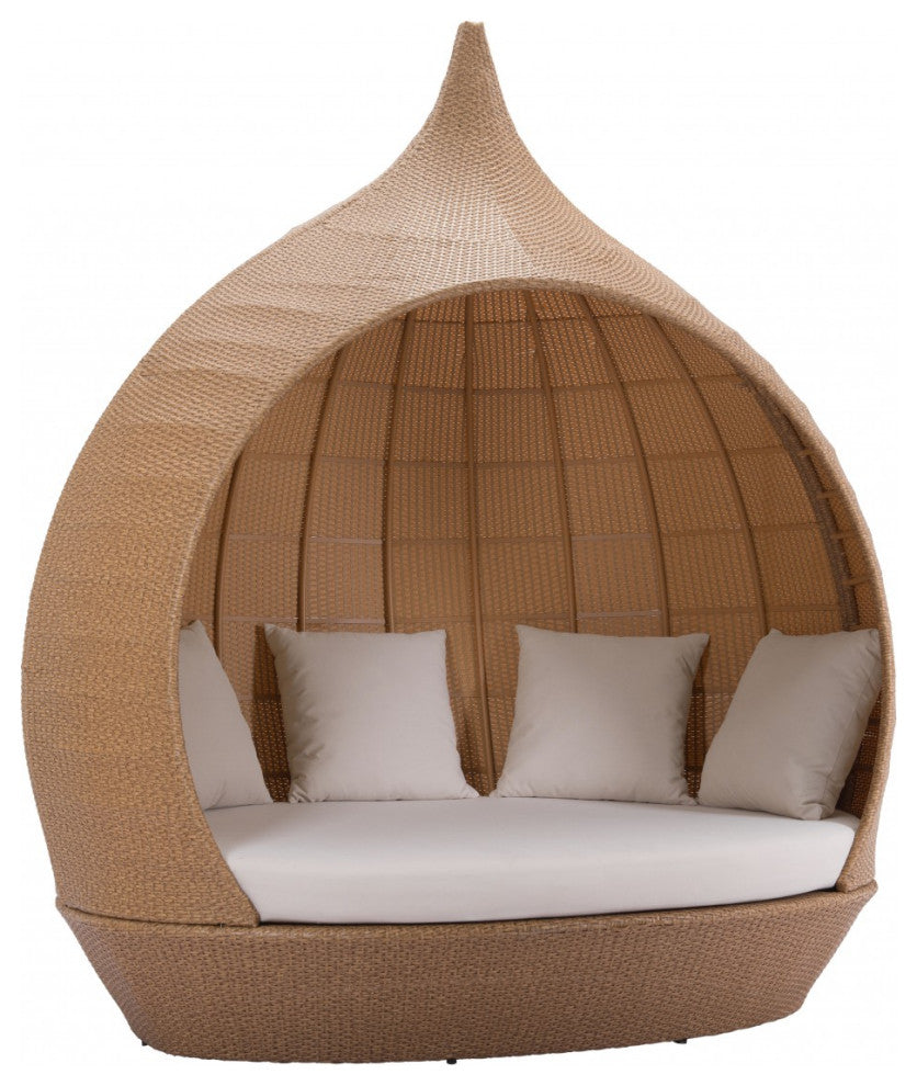 Teardrop Shaped Beige and Natural Daybed