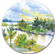 Autumn Forest And Lake Watercolor, Landscape Disc Metal Wall Art, 36"
