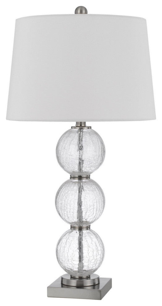 29 Inch Accent Table Lamp Set of 2, Stacked Crackle Glass balls, Silver