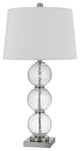 29 Inch Accent Table Lamp Set of 2, Stacked Crackle Glass balls, Silver