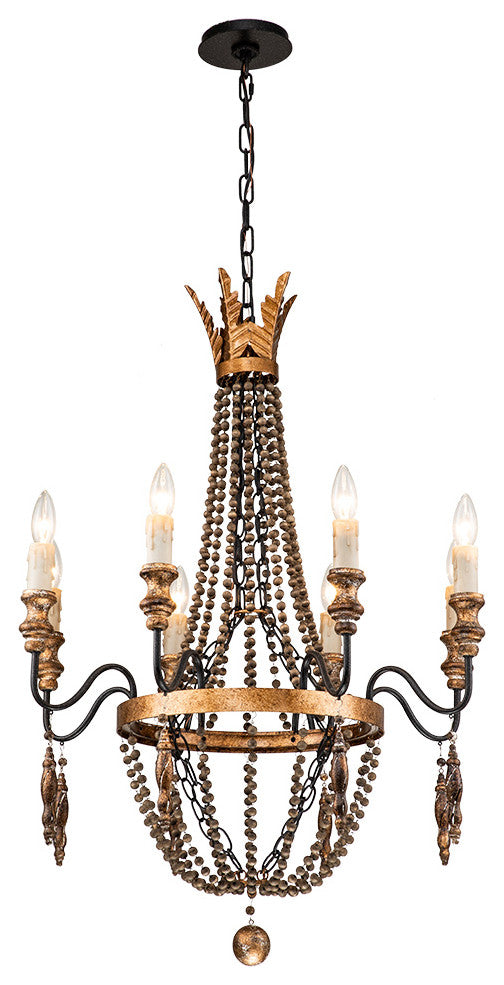 French Country 8-Light Empire Beaded Chandelier