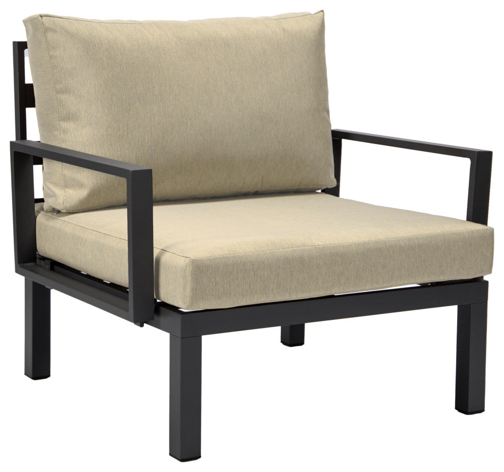 LeisureMod Hamilton 7-Piece Patio Sectional Set With Fire Pit Table, Beige