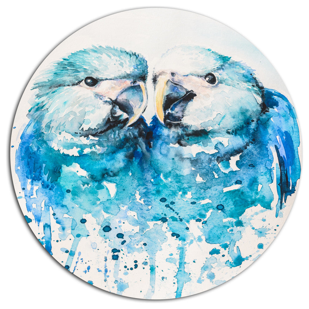 Spix'S Macaw Watercolor, Animal Large Disc Metal Wall Art, 23"
