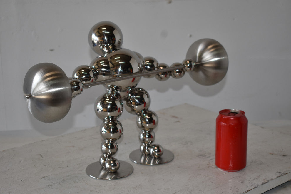 Modern Art Weightlifter Second Pull Position Chrome Statue Size: 20" x 9" x 12