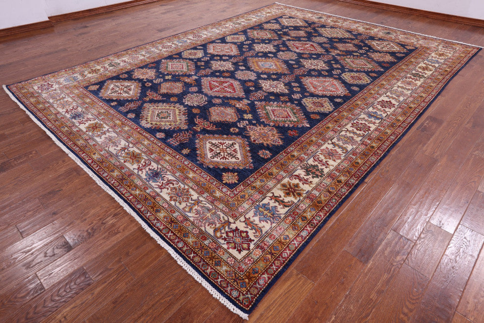 Super Kazak Geometric Hand-Knotted Wool Rug 10' 0" X 13' 7" Q11225