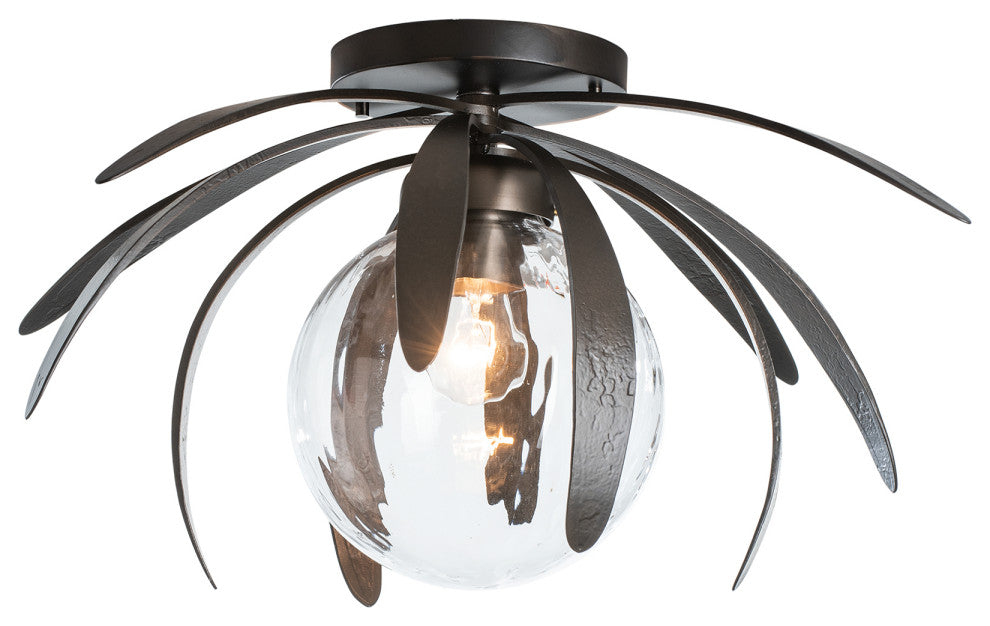 Dahlia Flush Mount, Dark Smoke Finish, Water Glass