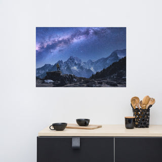 Stone Mountains and Milky Way Night Landscape Photo Loose Wall Art Print, 24" X 36"