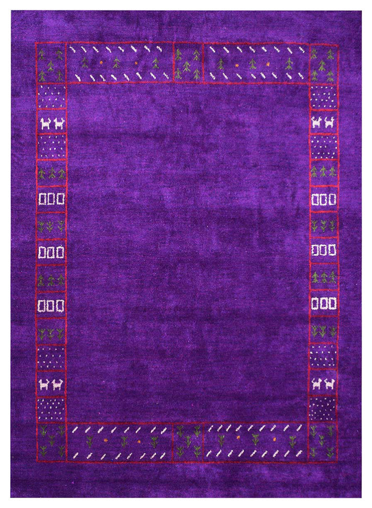 HAND KNOTTED LOOM SILK ECO-FRIENDLY RUGS-8'x10',Rectangle,Purple,Contemporary