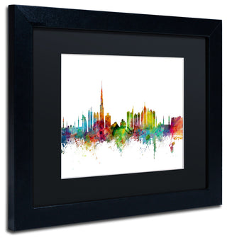 "Dubai Skyline" Matted Framed Canvas Art by Michael Tompsett
