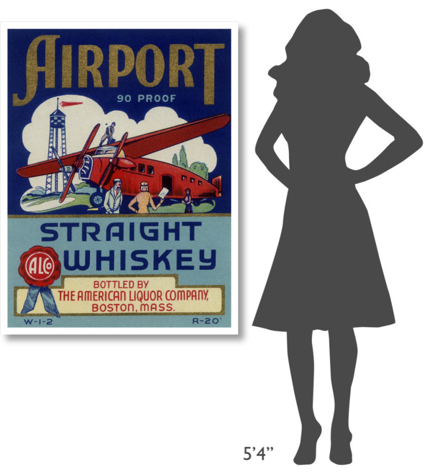 "Airport Straight Whiskey" Digital Paper Print by Vintage Booze Labels, 35"x46"