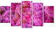 Pink Fractal Dramatic Clouds, Contemporary Canvas Wall Art, 60"x32", 5 Panels