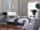 Contemporary Modern Urban Designer Bedroom Twin Size Headbaord, Fabric, White