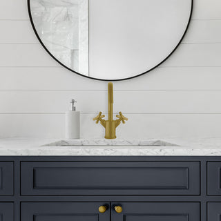 Prima Single Hole Double Cross Handle Bathroom Faucet, Brushed Gold